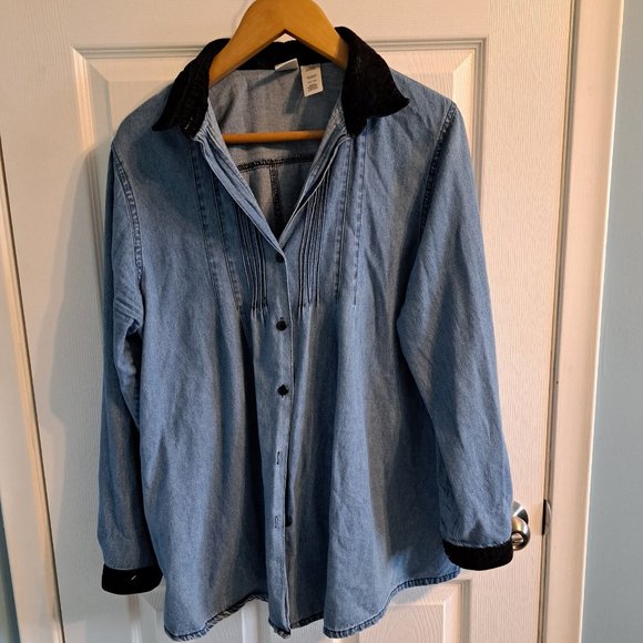 Button Up Denim Maternity Shirt - Picture 1 of 4